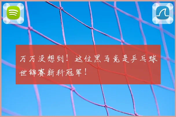 万万没想到!这位黑马竟是乒乓球世锦赛新科冠军!